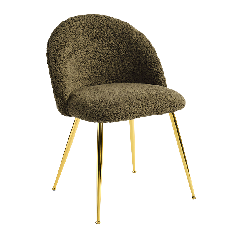 صندلی ناهارخوری تدی پشمی سبز با پایه طلایی (Y-C16)