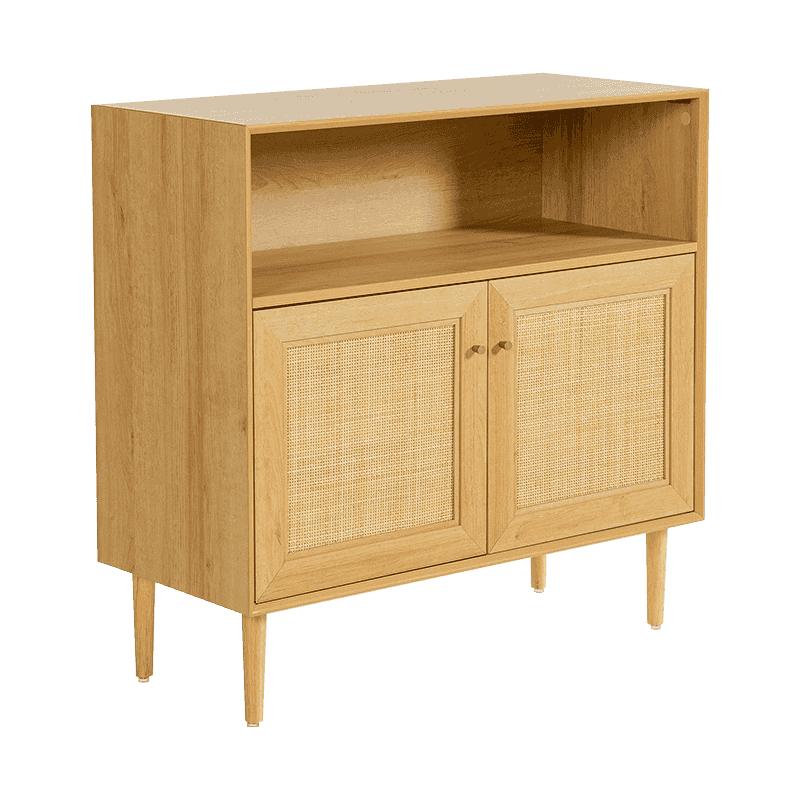 کابینت دودری روستیک رنگ چوب با درب حصیری (Y-C43)